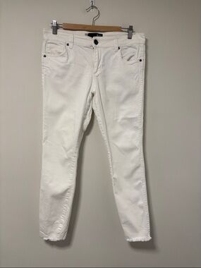 Kut from the Kloth White Skinny Jeans with Frayed Hem